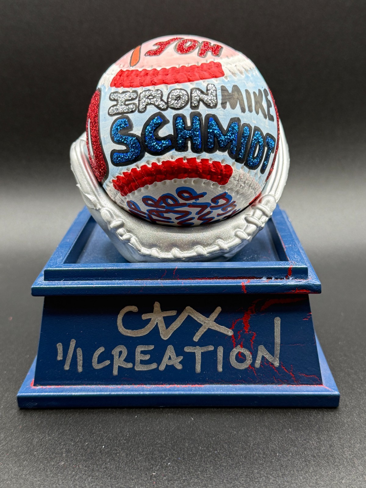Mike Schmidt Hand Painted 1/1 Pop Art Career Baseball CARTER X Auto Phillies