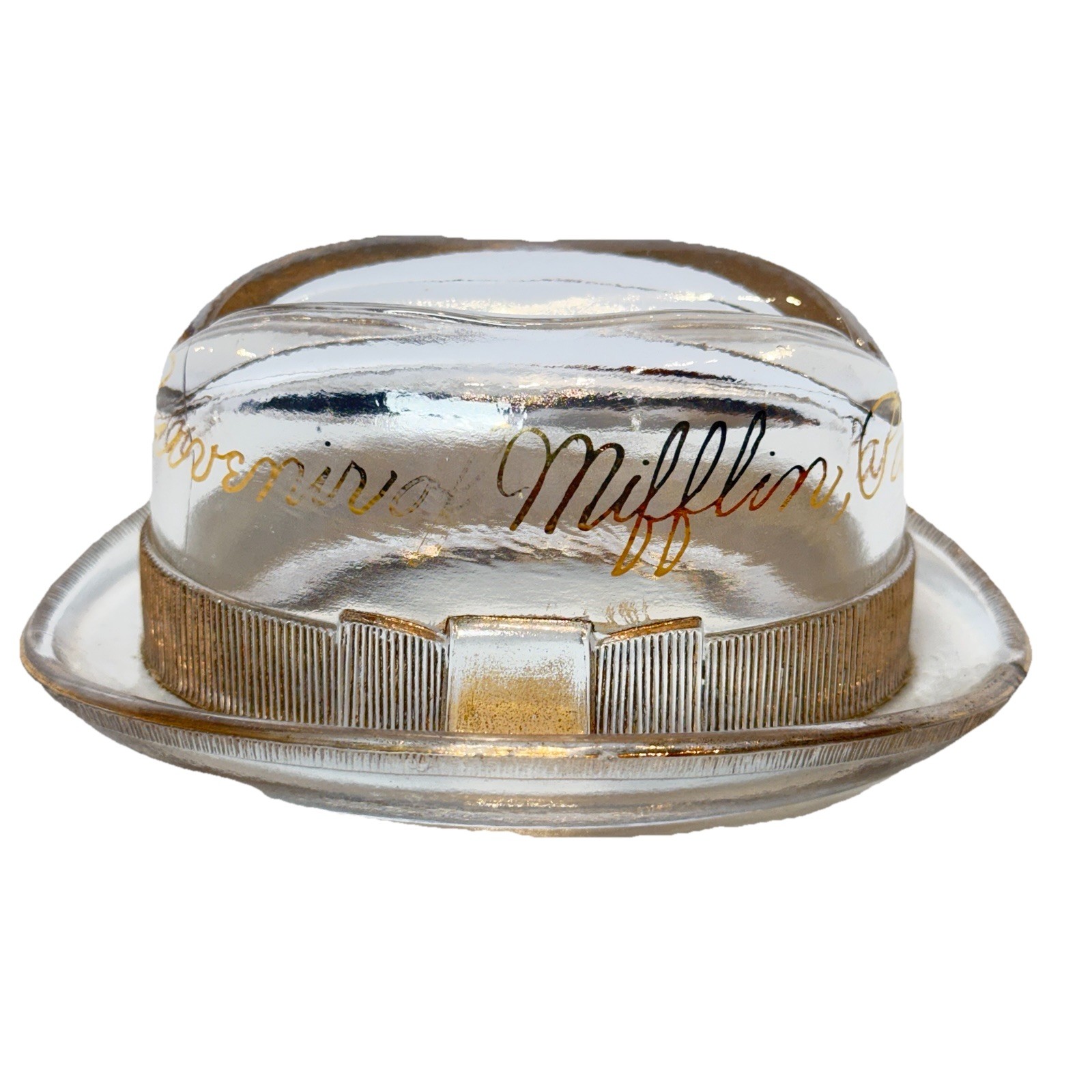 MIFFLIN Pennsylvania PA Antique Depression Glass Cut Souvenir TRINKET HAT