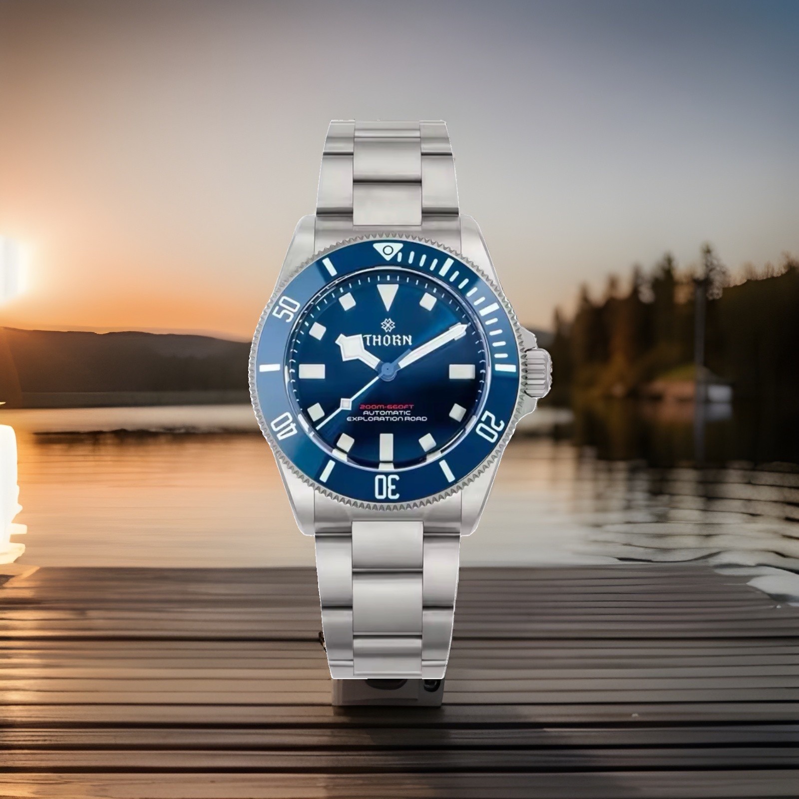 Thorn SHY036 Titanium Diver Watch – Matte Blue Dial, Ceramic Bezel, PT5000, 200M