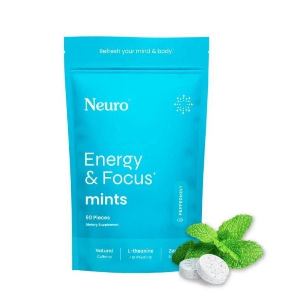Neuro Mints Peppermint – Energy & Focus with Caffeine & L-Theanine, 90ct Neuro Mints Peppermint – Energy & Focus with Caffeine & L-Theanine, 90ct