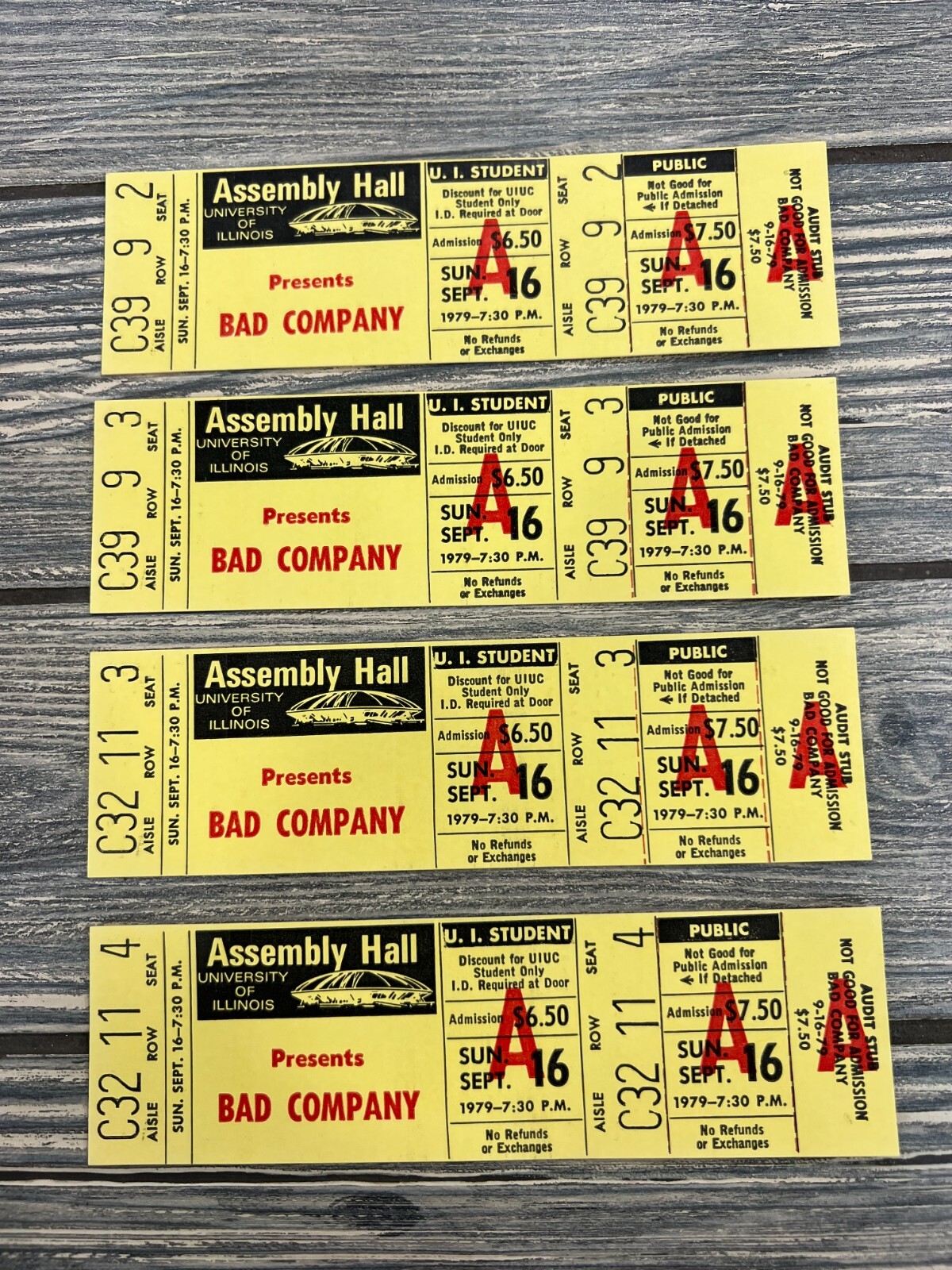 Vintage Bad Company September 16 1979 Lot Illinois Ticket Stub Unused
