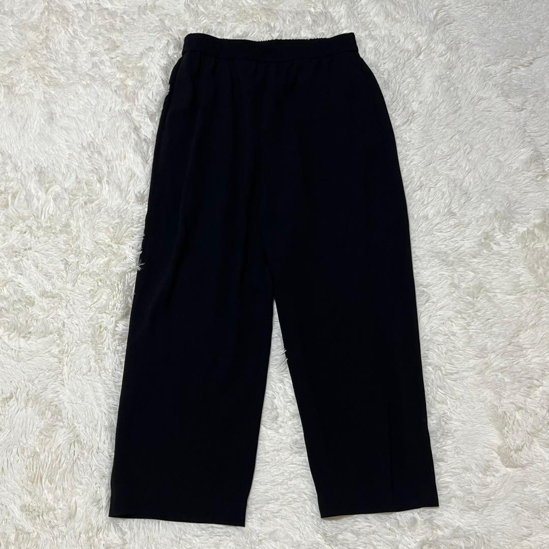 Theory Black Satin Crepe Pull On Wide Leg Pants Triacetate Made in Japan Size M