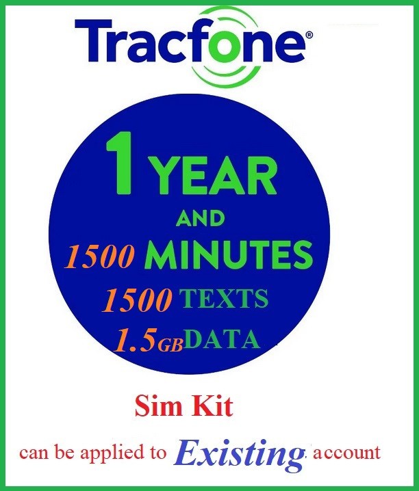 Tracfone 1 Year Service Extension & 1500mins 1500Txt 1.5GB Data Refill Sim READ Tracfone 1 Year Service Extension & 1500mins 1500Txt 1.5GB Data Refill Sim READ