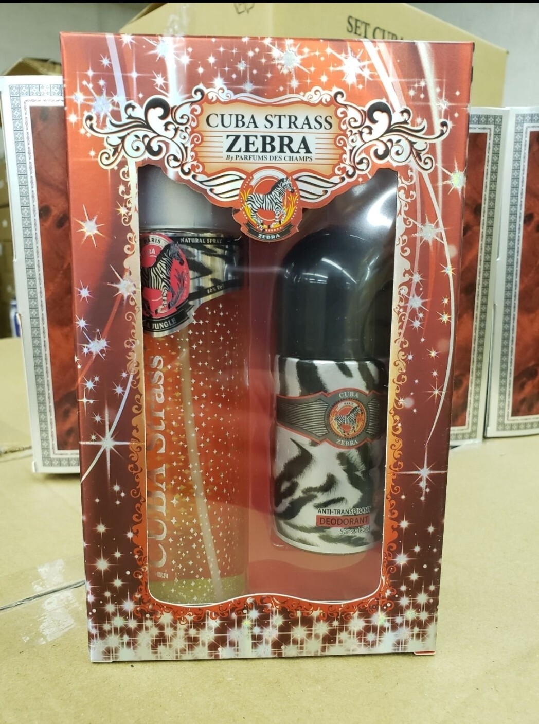 Cuba Strass Zebra EDT Spray 3.3 fl.oz and Deodorant 1.7 fl.oz for women.