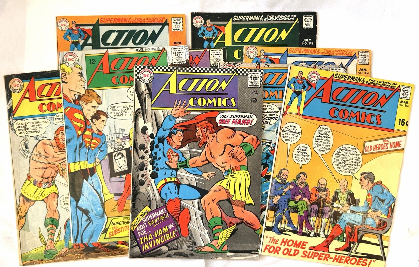 Action Comics Superman Lot 9 Comic Books # 351 353 364 365 366 377 378 384 386