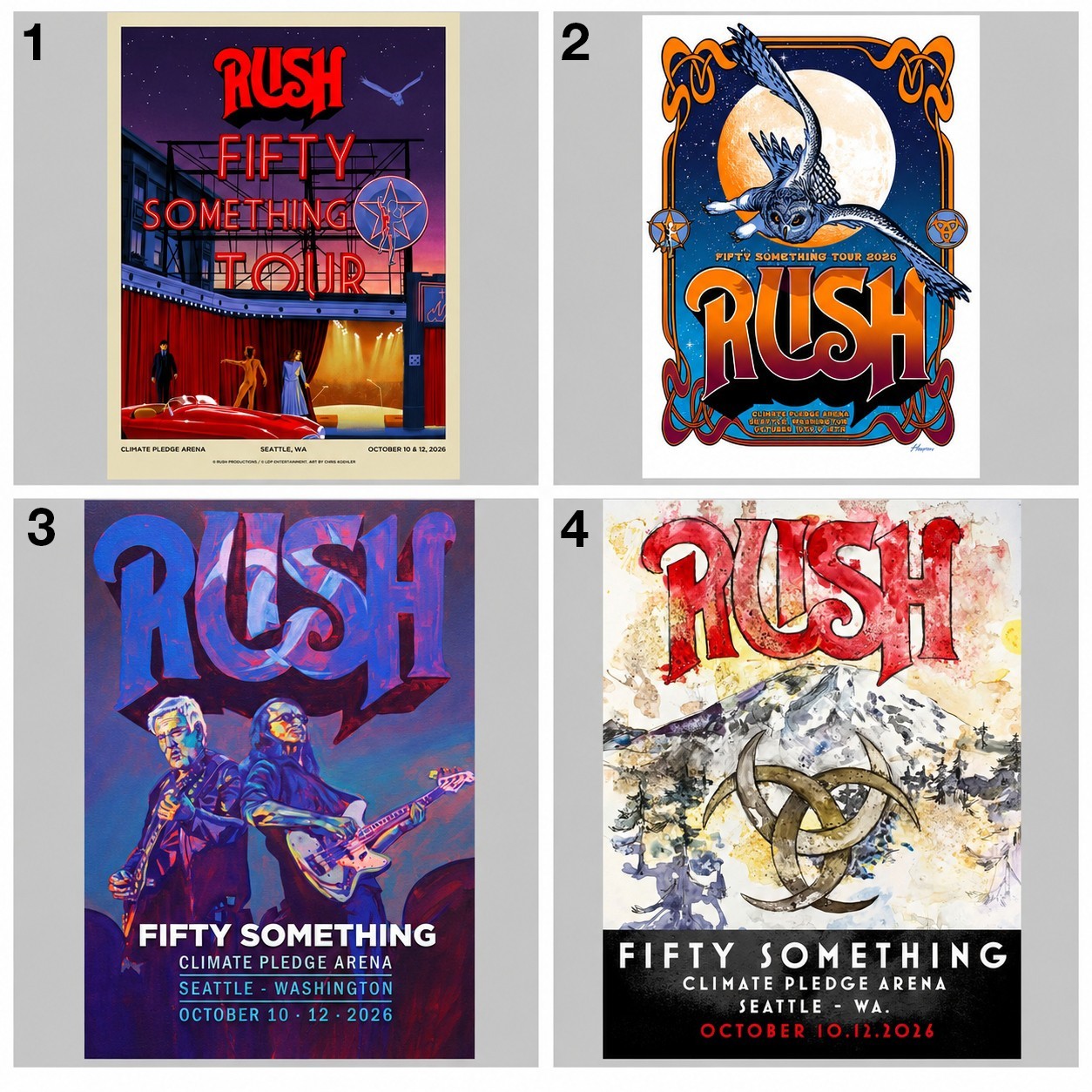 Rush Fifty Something Tour Seattle October 10 & 12 2026 Concert Poster