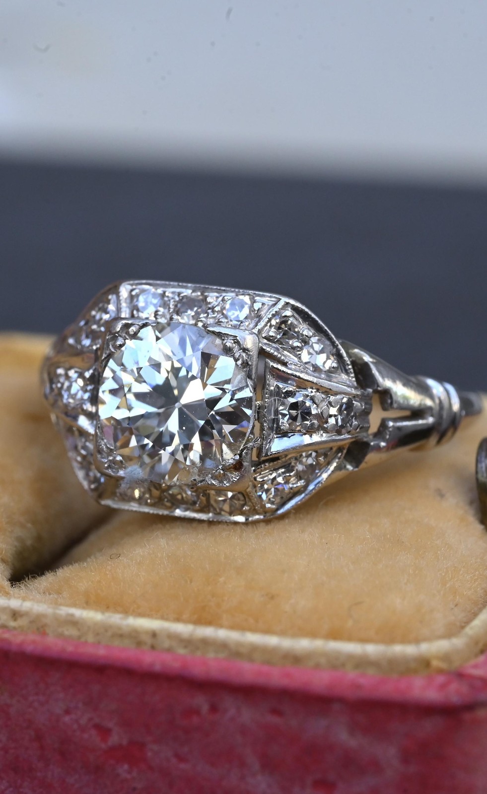 GIA Cert Art Deco Period Platinum 1.18 Carat Diamond Engagement Ring GIA Cert Art Deco Period Platinum 1.18 Carat Diamond Engagement Ring