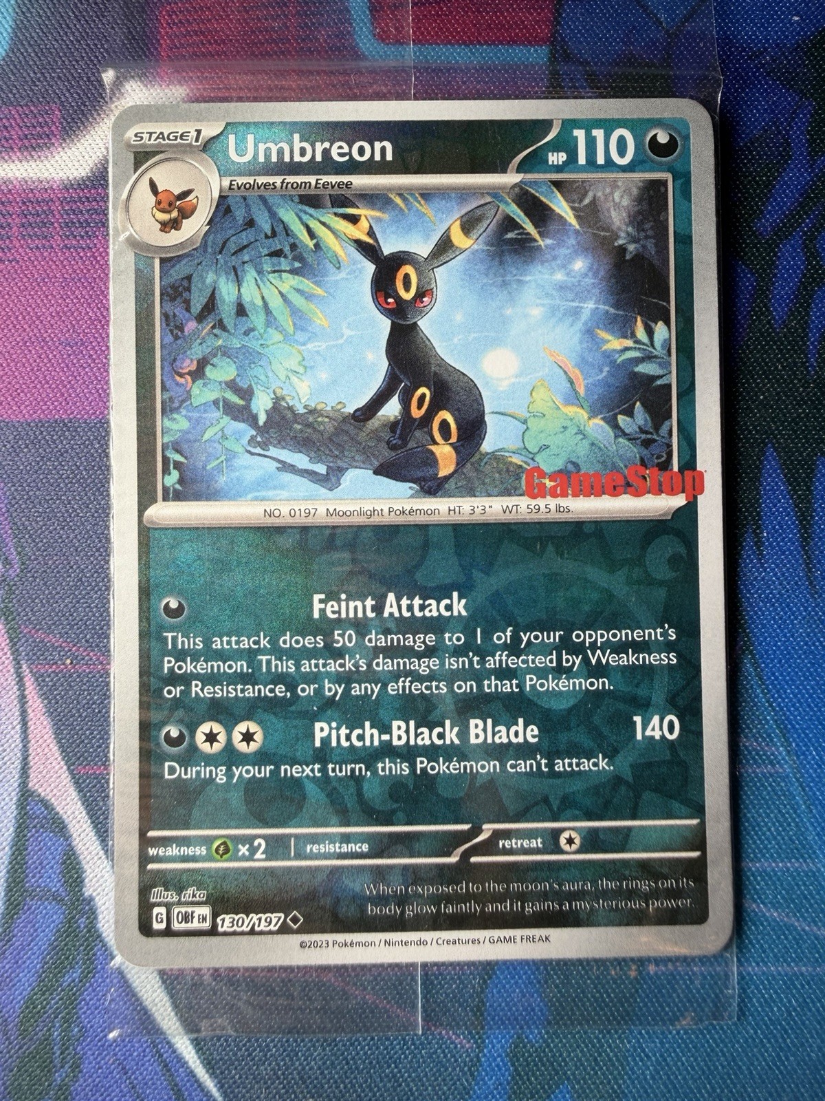 (SEALED) Umbreon 130/197 GameStop Stamped Promo - Pokemon TCG Obsidian Flames (SEALED) Umbreon 130/197 GameStop Stamped Promo - Pokemon TCG Obsidian Flames