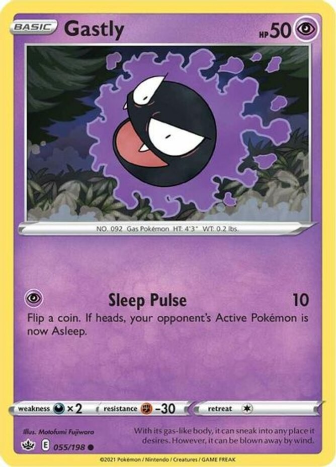 Gastly - 055/198 - Common (Near Mint) Chilling Reign - Psychic Pokémon