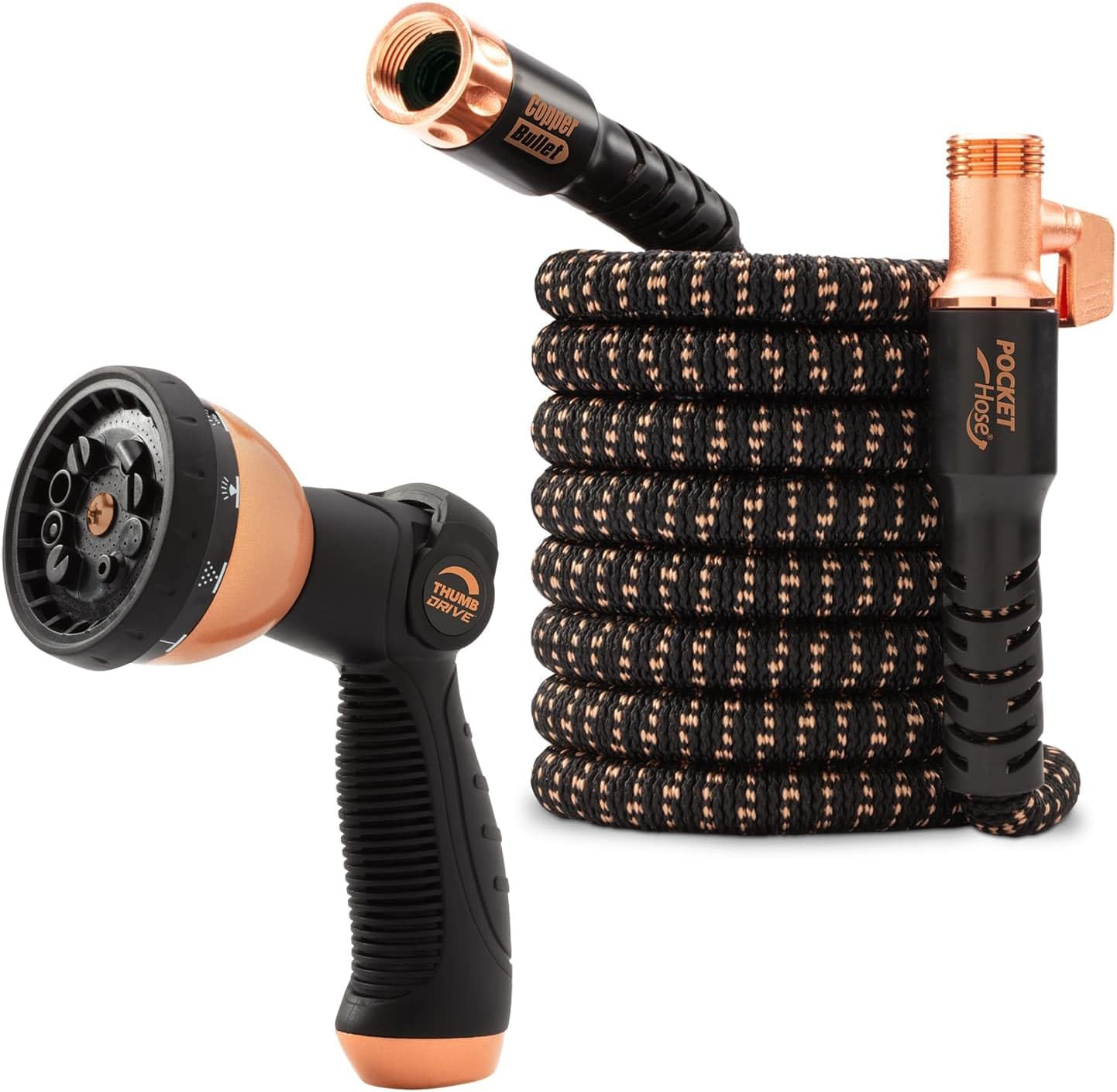 Pocket Hose 50ft Copper Bullet  with Thumb Spray Nozzle As Seen On TV
