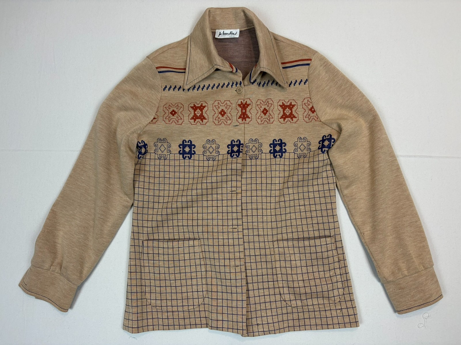 Vintage jo hardin ORIGINALS Dallas Geometric Knit Button-Up Shirt Vintage jo hardin ORIGINALS Dallas Geometric Knit Button-Up Shirt