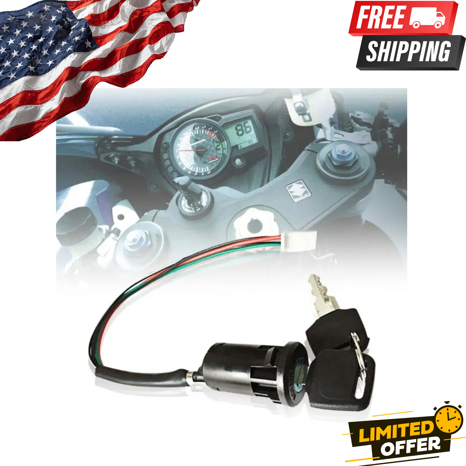 4 Wire Ignition Key Barrel Switch 50cc 110cc 125cc 250cc PIT Quad Dirt Bike ATV 4 Wire Ignition Key Barrel Switch 50cc 110cc 125cc 250cc PIT Quad Dirt Bike ATV