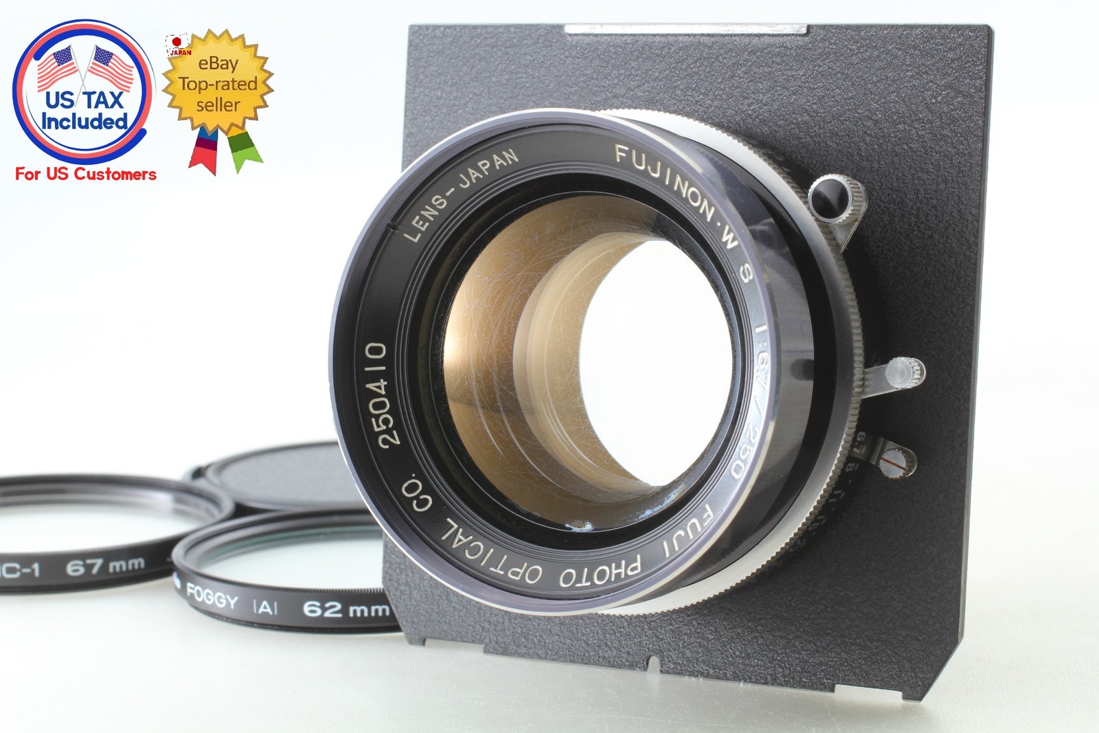 [Exc+5] Fuji Fujinon W S 250mm f6.7 Lens Seiko Shutter w/TOYO Linhof Board JAPAN