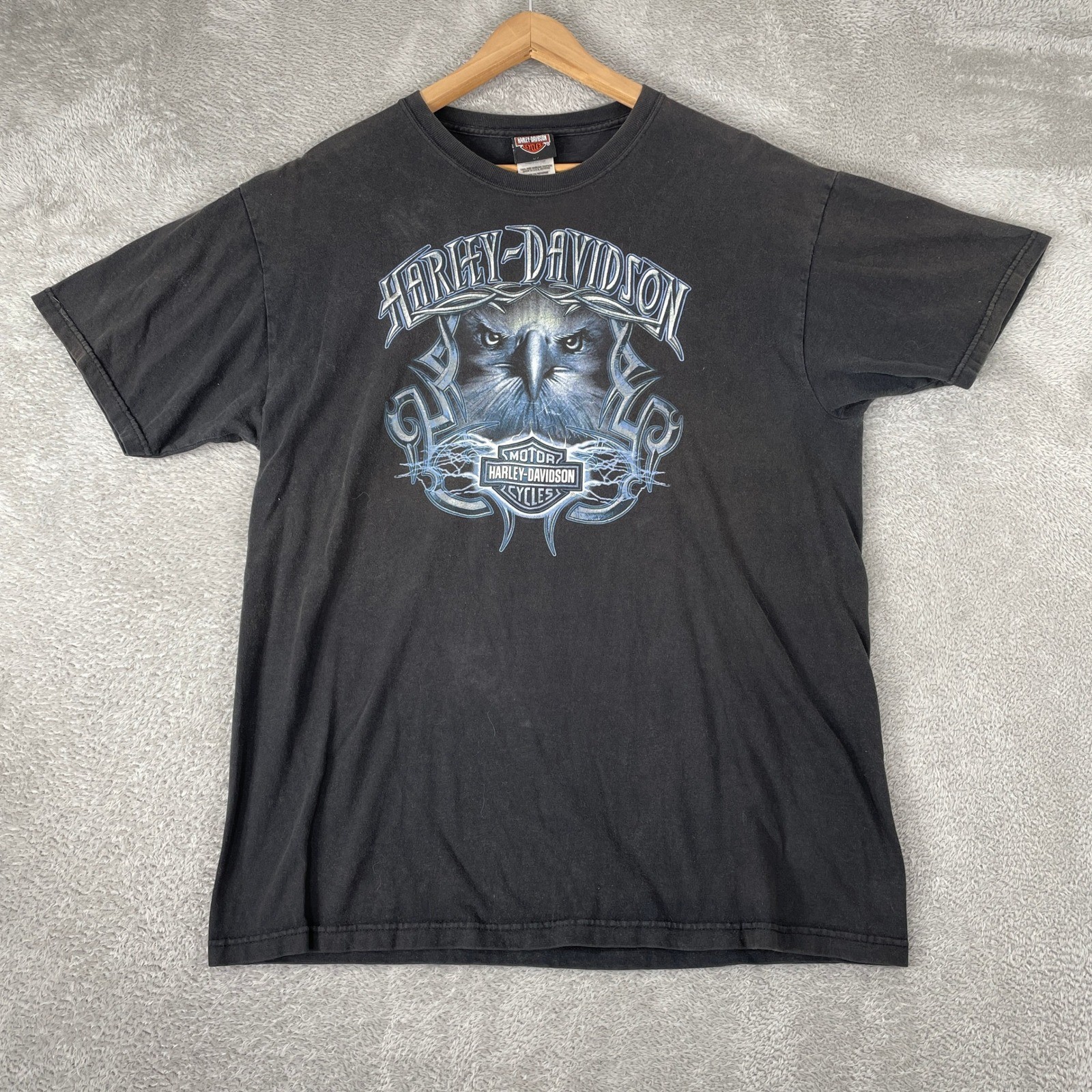 Vintage Harley-Davidson Shirt Mens Large Black Suburban Palatine IL Eagle Y2K