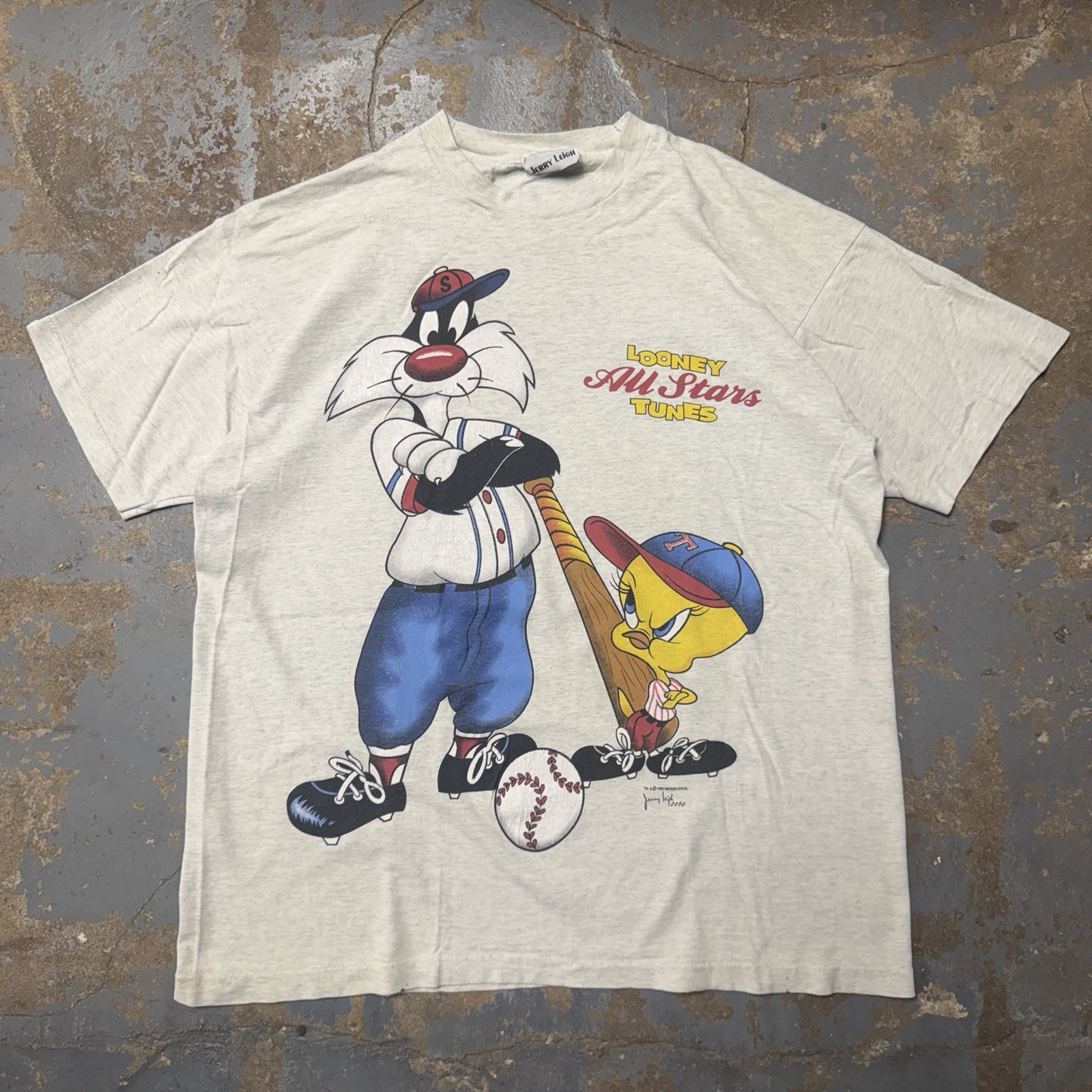 VTG 1993 Looney Tunes All Stars Jerry Leigh Double Sided T shirt Men Size XL