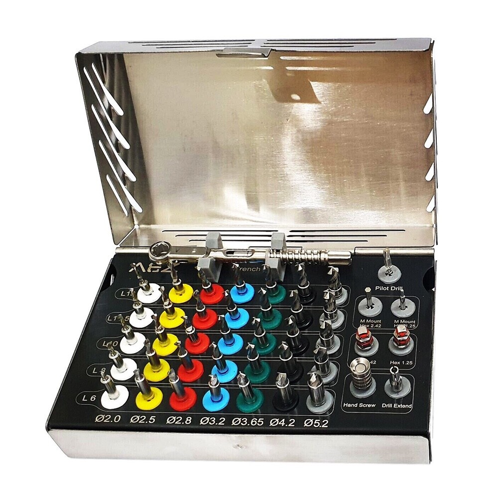 Dental Implant 35 Integral Stopper Drills with Drivers and Keys  Complete Kit