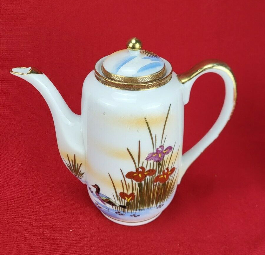 Vintage Hakusan China Porcelain Hand Painted Teapot Occupied Japan Kilimanjaro
