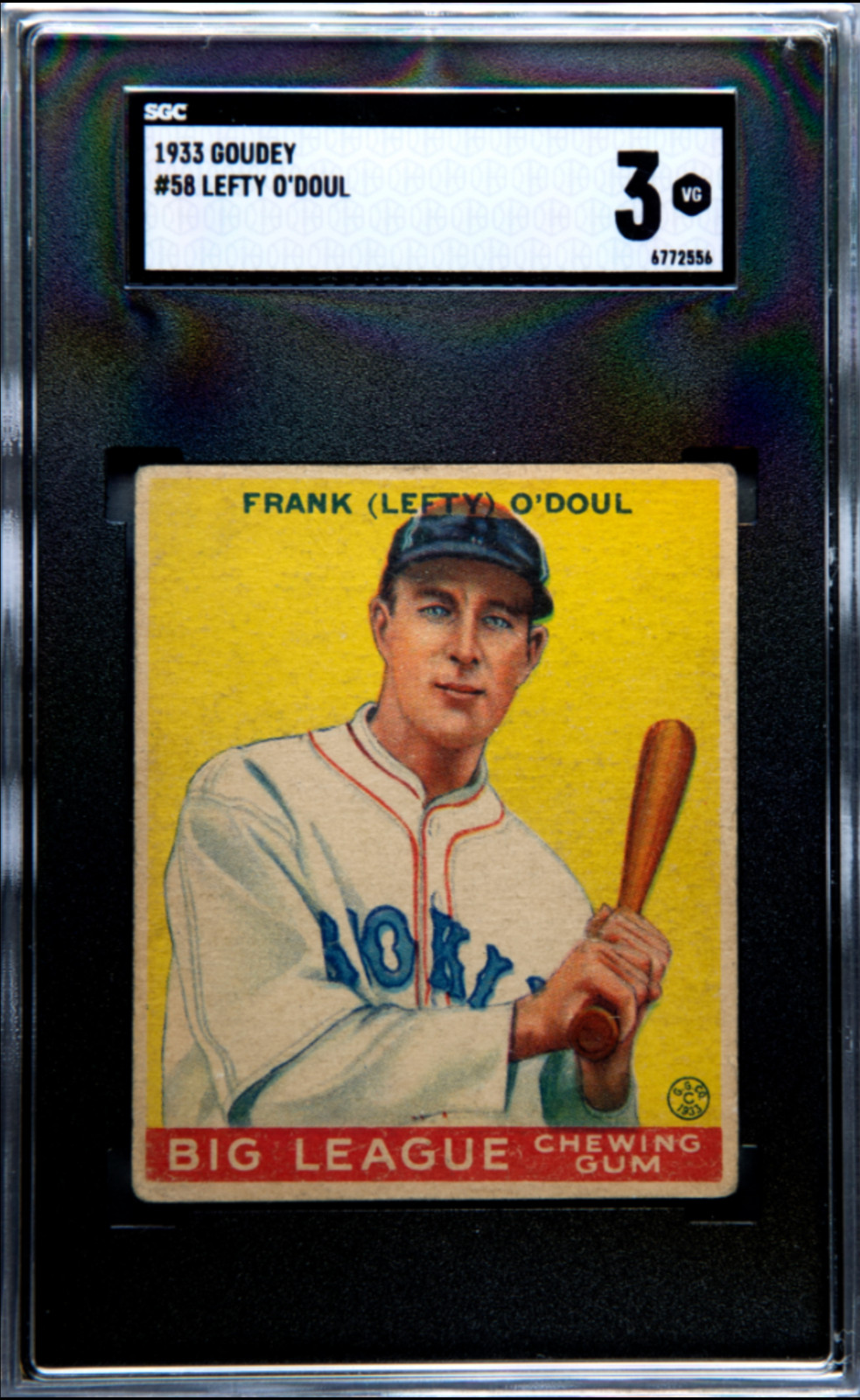 1933 Goudey Baseball #58 FRANK LEFTY O\'DOUL Big League Chewing Gum SGC 3 VG