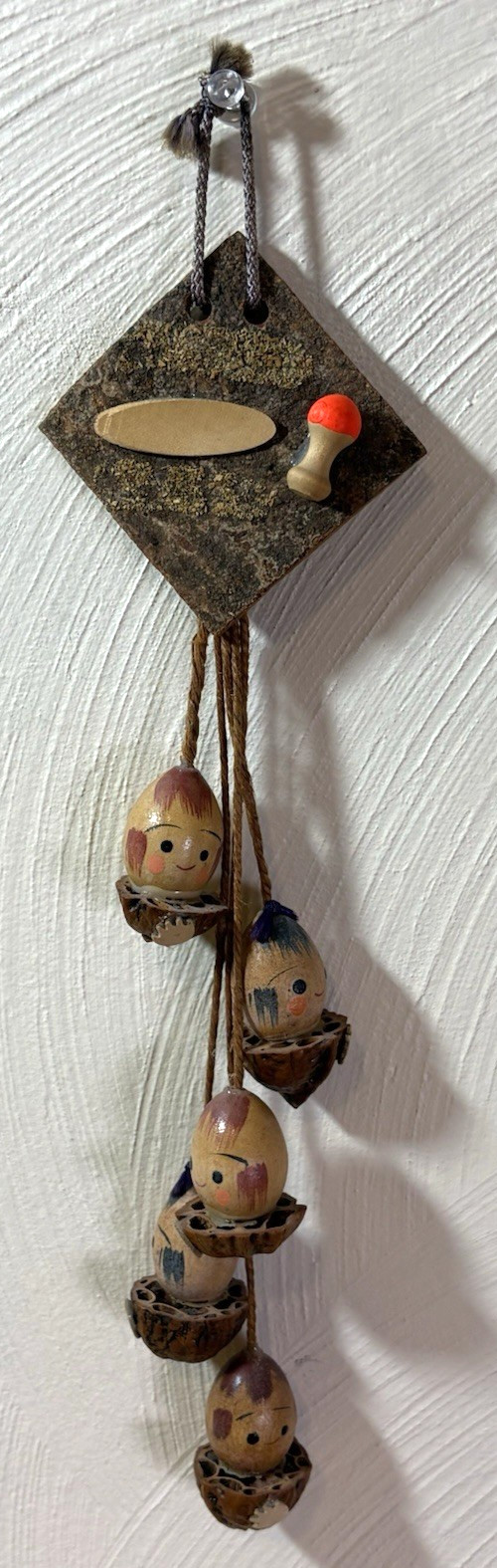 Vintage Japanese Hakone Gora Wall Hanging Wood & Nut Shell Folk Art Rare Decor Vintage Japanese Hakone Gora Wall Hanging Wood & Nut Shell Folk Art Rare Decor