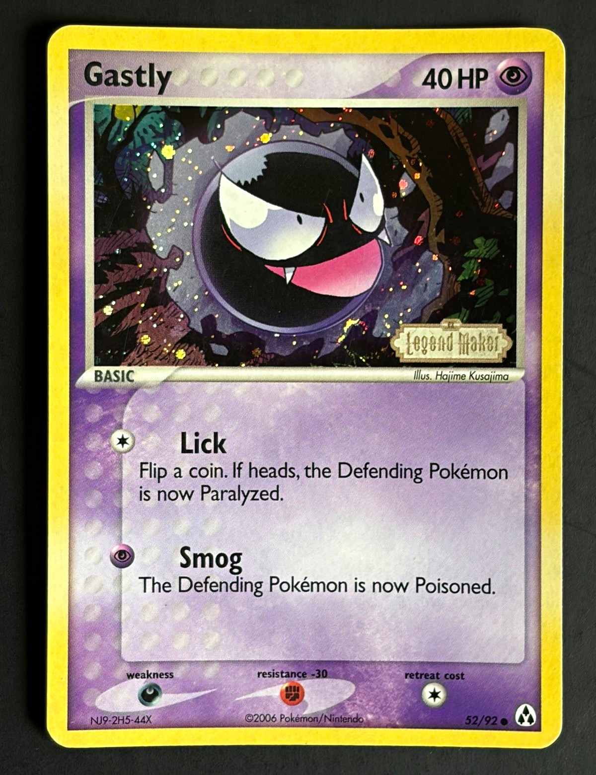 Gastly 52/92 Reverse Holo Stamped EX Legend Maker 2006 Pokemon Card