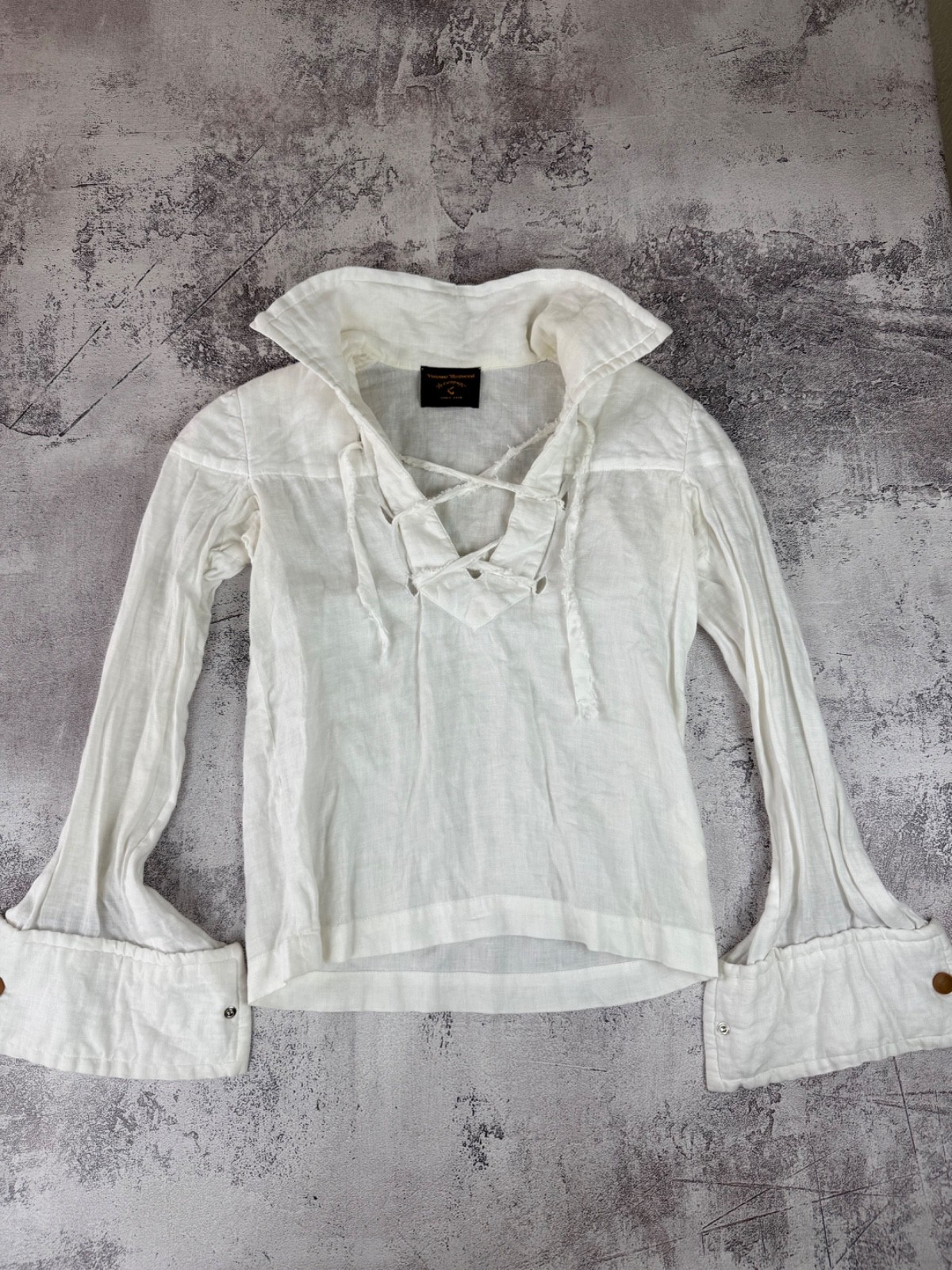 SS 2001 Women\'s Vivienne Westwood Anglomania Lace-up Linen Blouse rare archive SS 2001 Women\'s Vivienne Westwood Anglomania Lace-up Linen Blouse rare archive
