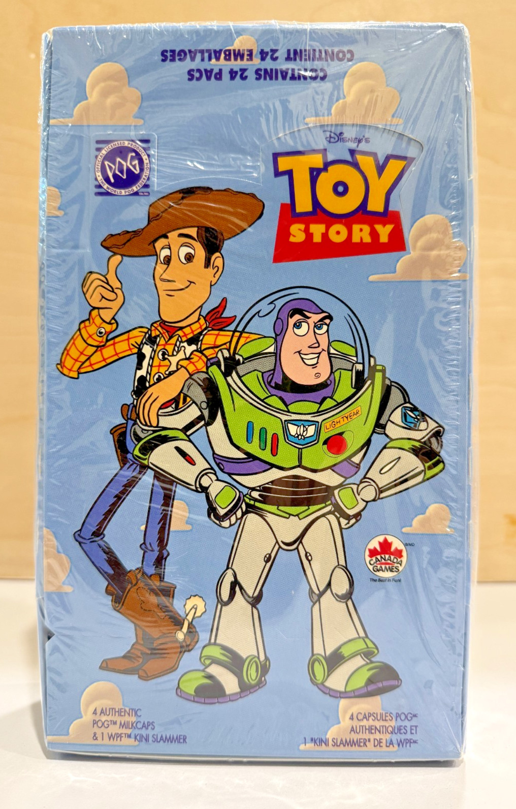 Vintage 1995 POG Toy Story Milkcap Booster Box Sealed 24 Packs NOS Disney Canada