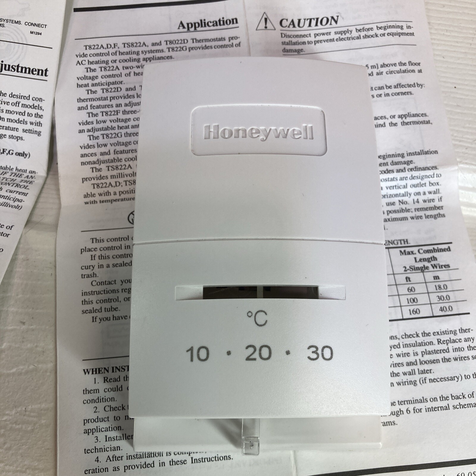 HONEYWELL T822D 2642 White Low Voltage Thermostat