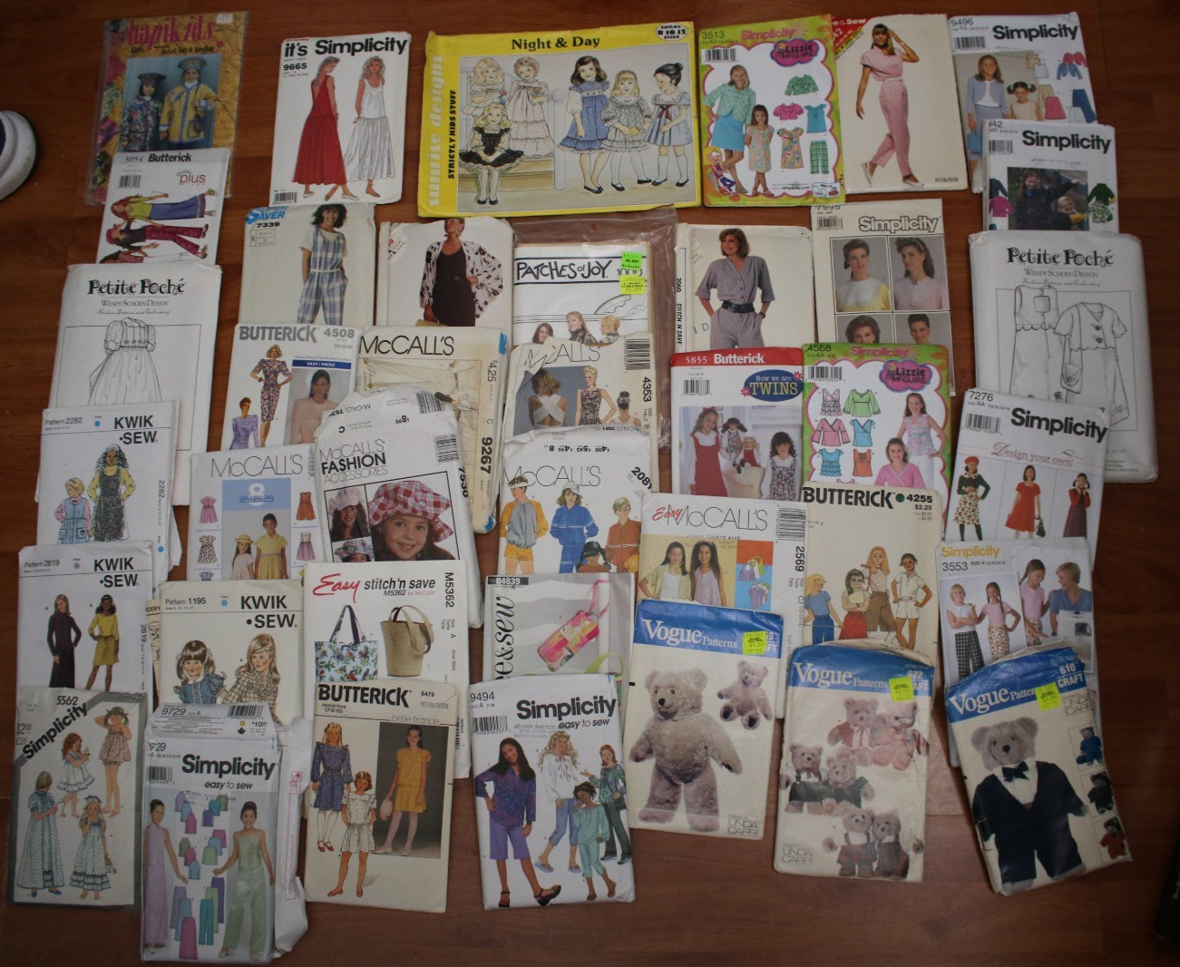 Sewing Patters Lot of 39 Vintage 80's 90's McCalls Simplicity Butterick Sewing Patters Lot of 39 Vintage 80's 90's McCalls Simplicity Butterick