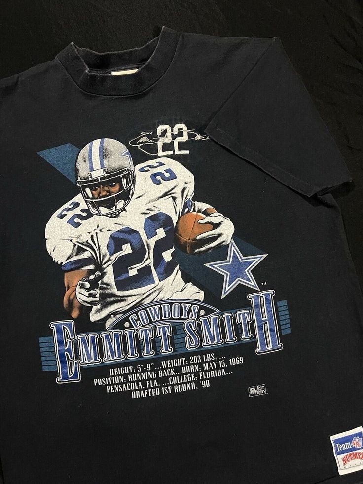 VTG 90s Rare Design Emmitt Smith Dallas Cowboys Remake T shirt HN2741