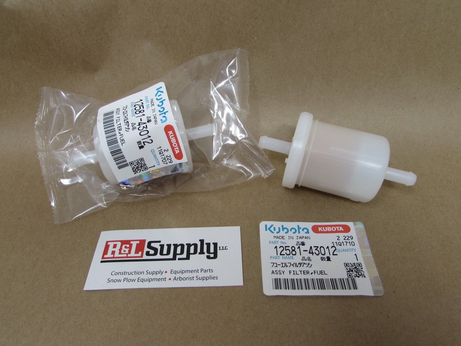2 GENUINE KUBOTA DIESEL ENGINE FUEL FILTER PART 12581-43012 - inline filter OEM 2 GENUINE KUBOTA DIESEL ENGINE FUEL FILTER PART 12581-43012 - inline filter OEM