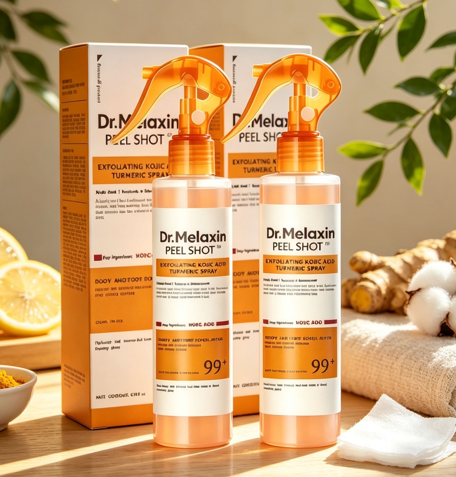 2PCS Dr.Melaxin Peel Shot Exfoliating Kojic Acid Tumeric Spray 200ml