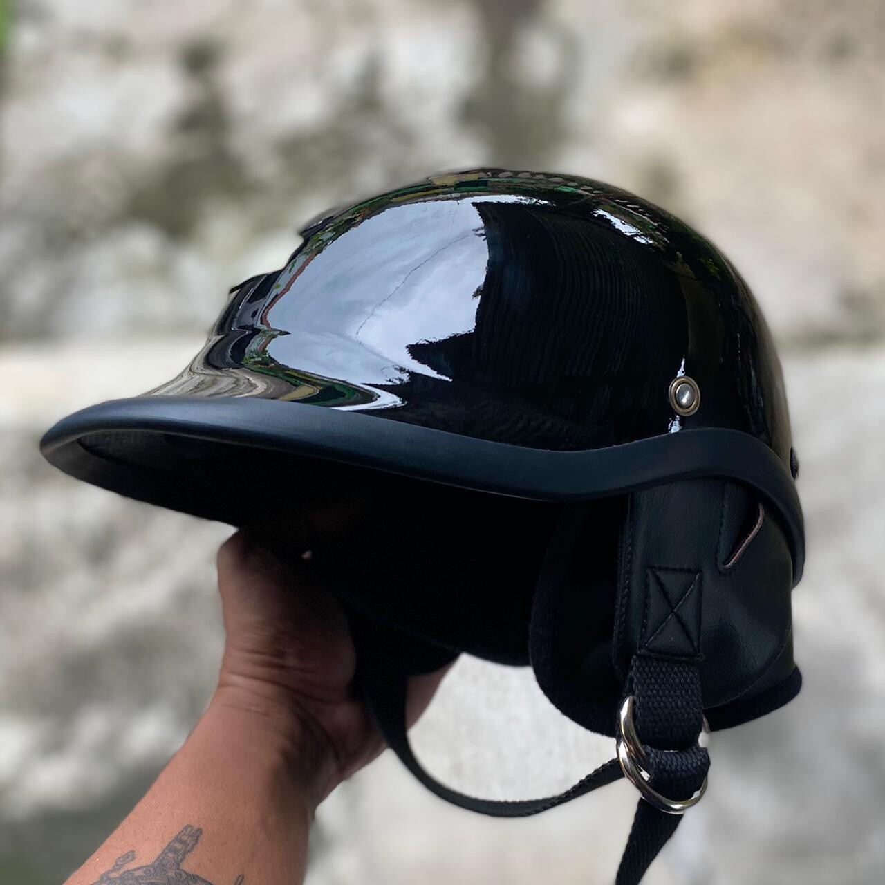 SALE VINTAGE CUSTOM CHAMBER HELMET DUCKIES CTX500 BLACK FOR CHOPPER BOBBER