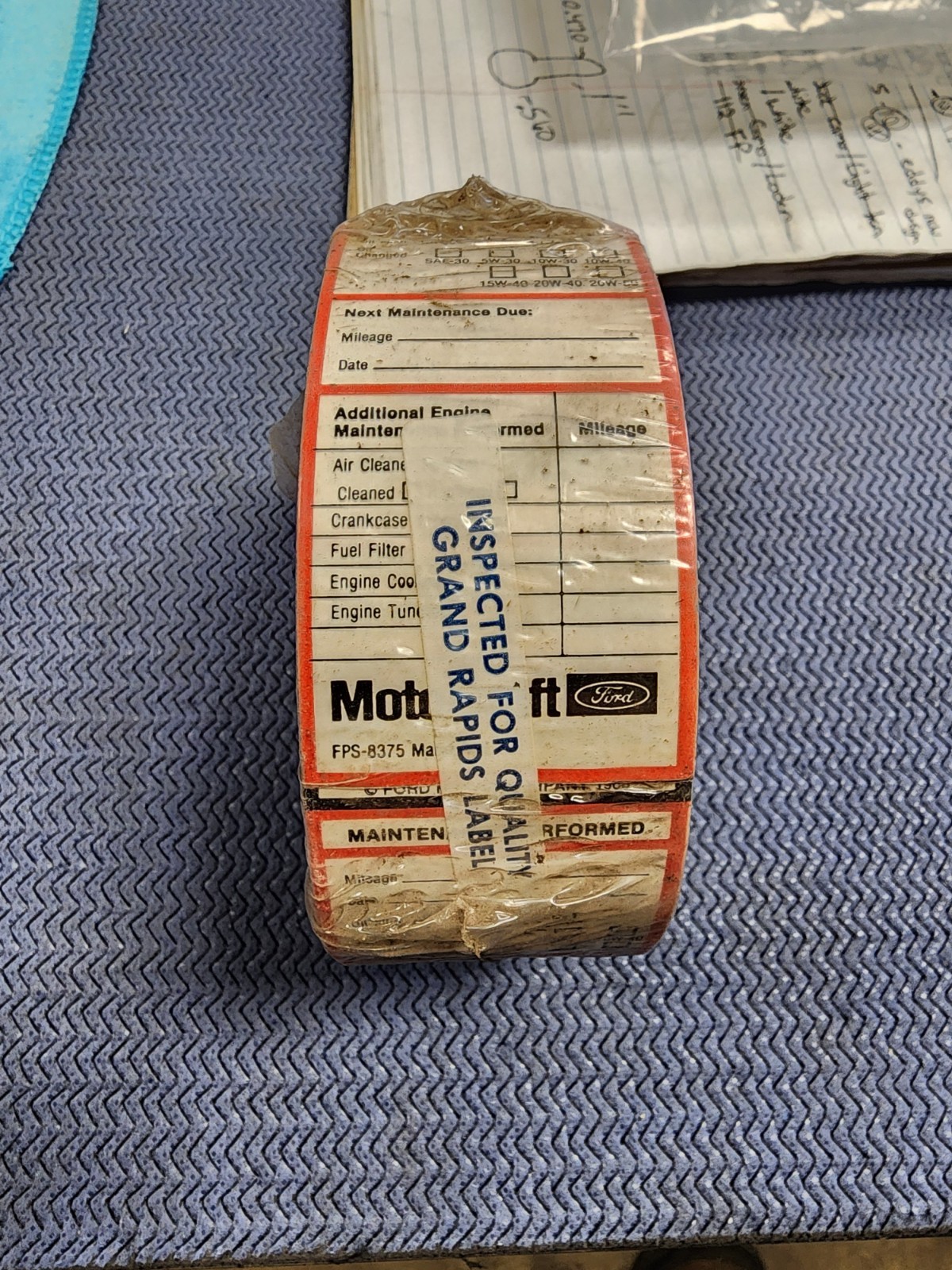 1988 NOS Ford Motorcraft Oil Change Maintenance Sticker Roll sealed Grand Rapids