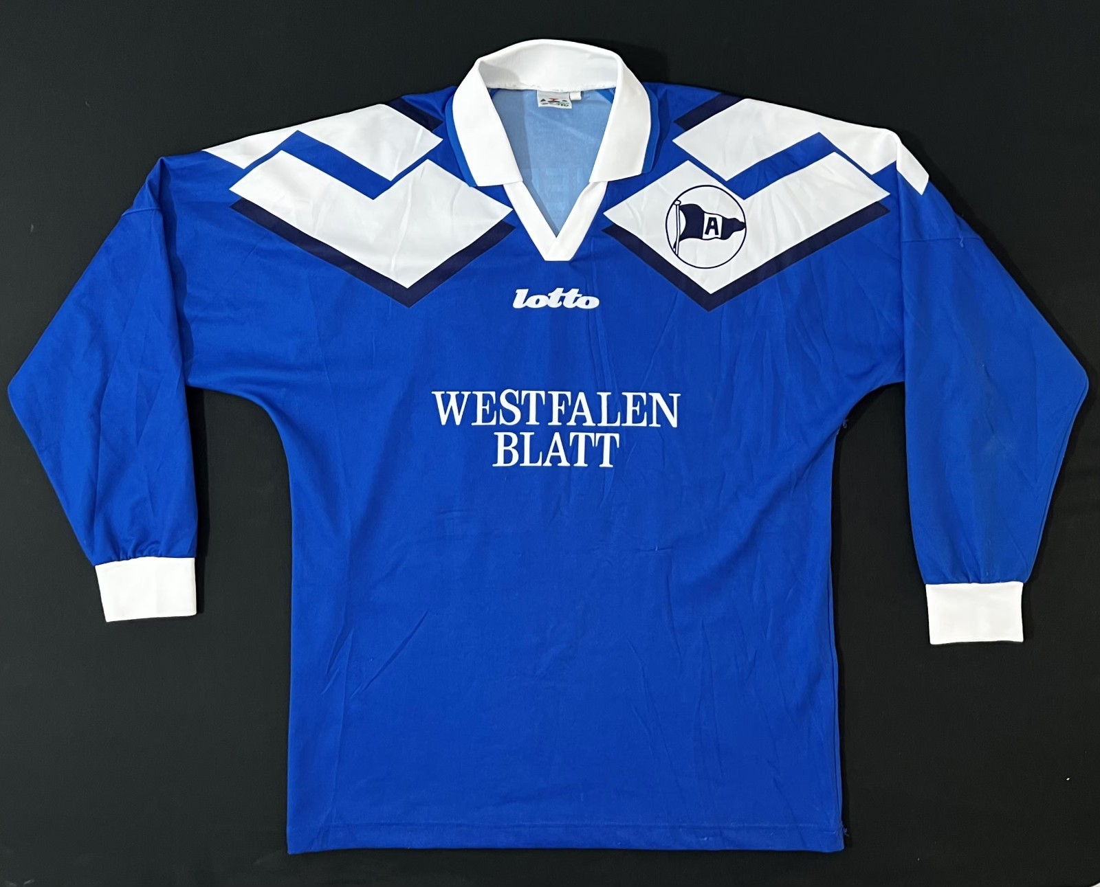 Vintage 1994-95 Arminia Bielefeld Lotto Football Shirt VIER #44 Germany S/M