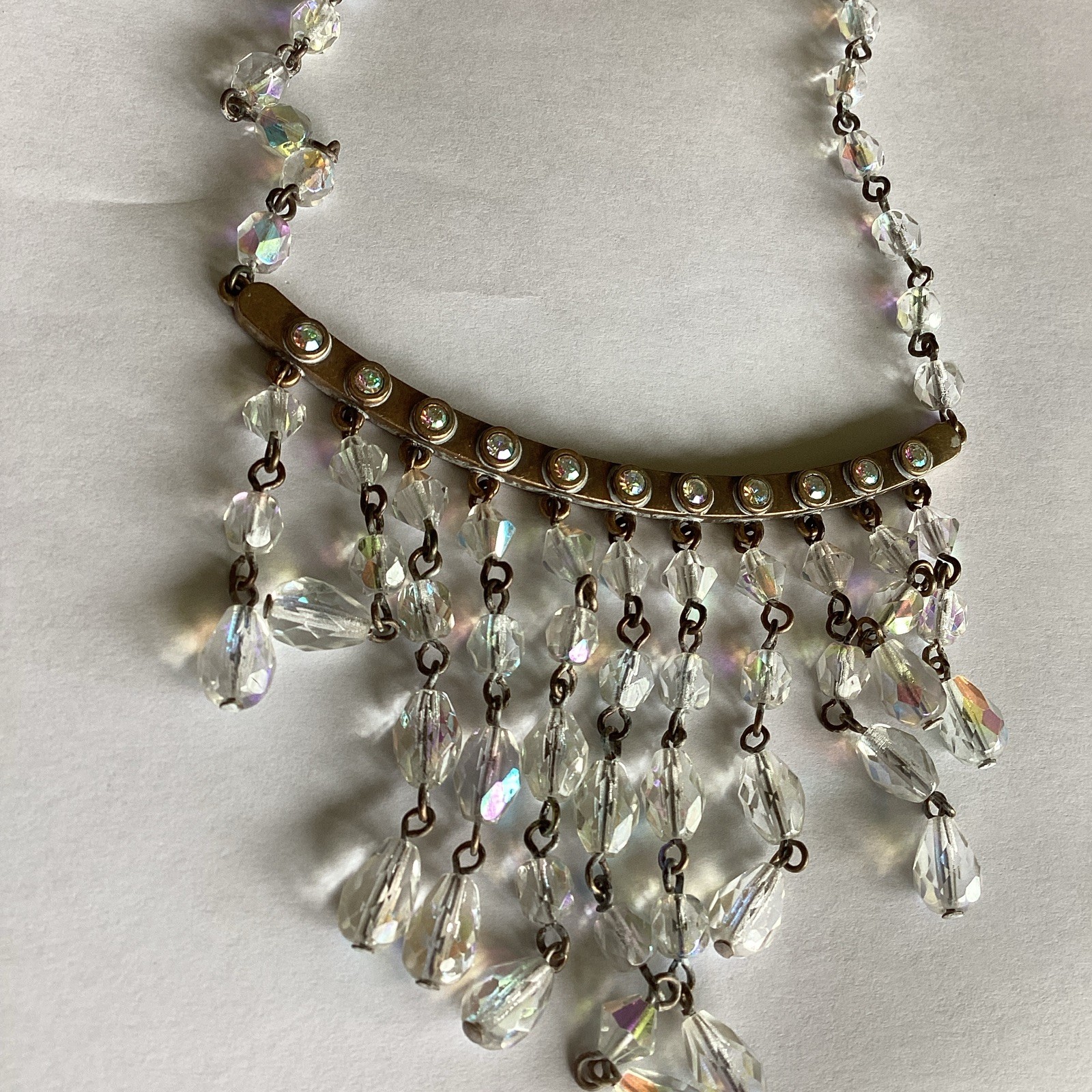 Givenchy Vintage Waterfall Cascading Crystals  Necklace Stunning Coachella