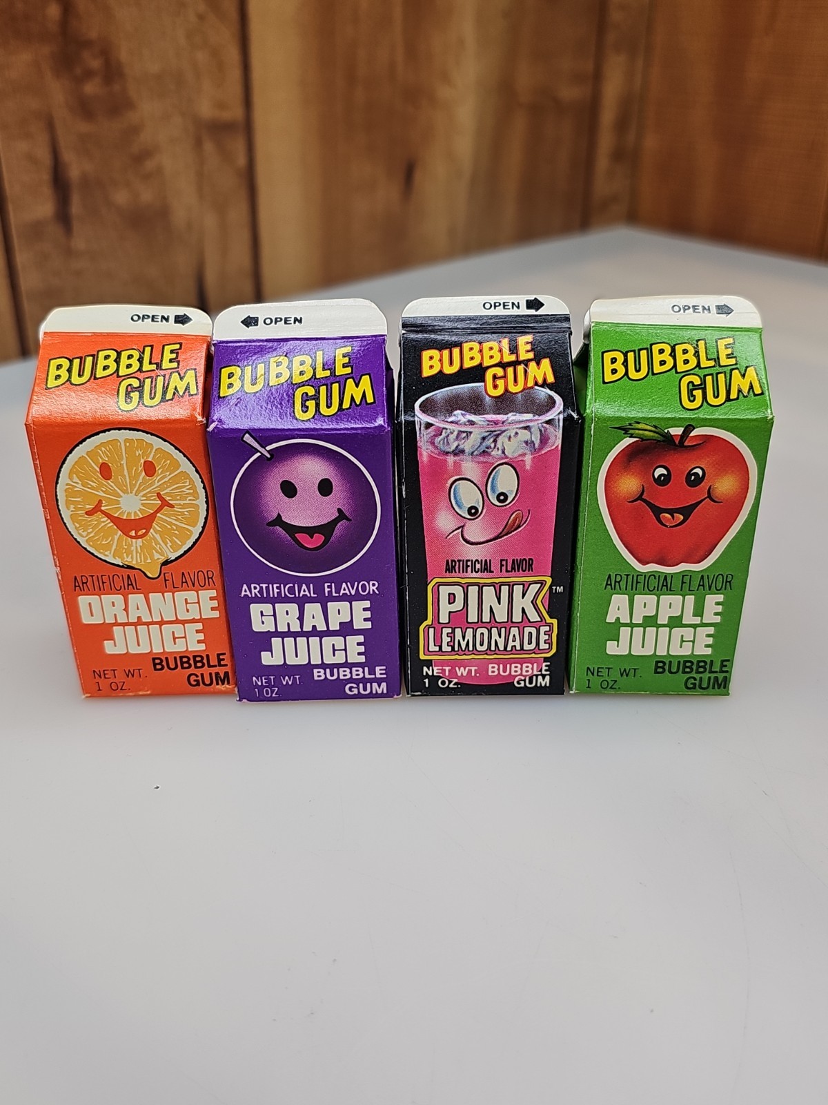 Vintage Topps Juice Bar 4 Pack SET SEALED NOS Apple Grape Orange Pink Lemonade Vintage Topps Juice Bar 4 Pack SET SEALED NOS Apple Grape Orange Pink Lemonade