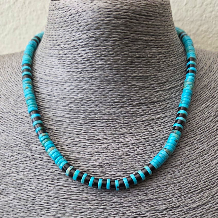 Blue Kingman Turquoise/Sterling Necklace/Earring set. 