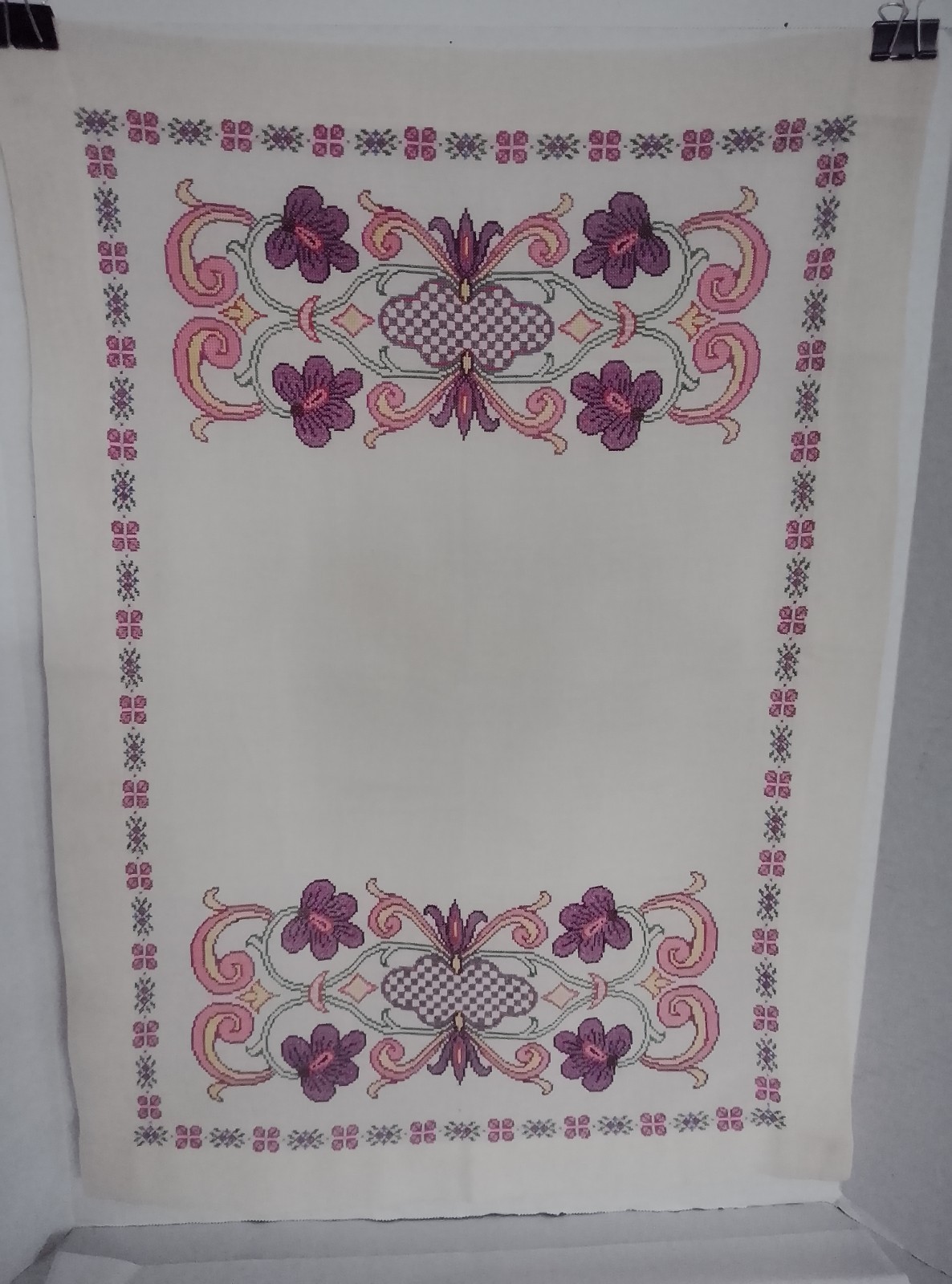 VTG Greek Folk Cross Stitch Table Runner Hand Embroidered Crete Motif 26 VTG Greek Folk Cross Stitch Table Runner Hand Embroidered Crete Motif 26