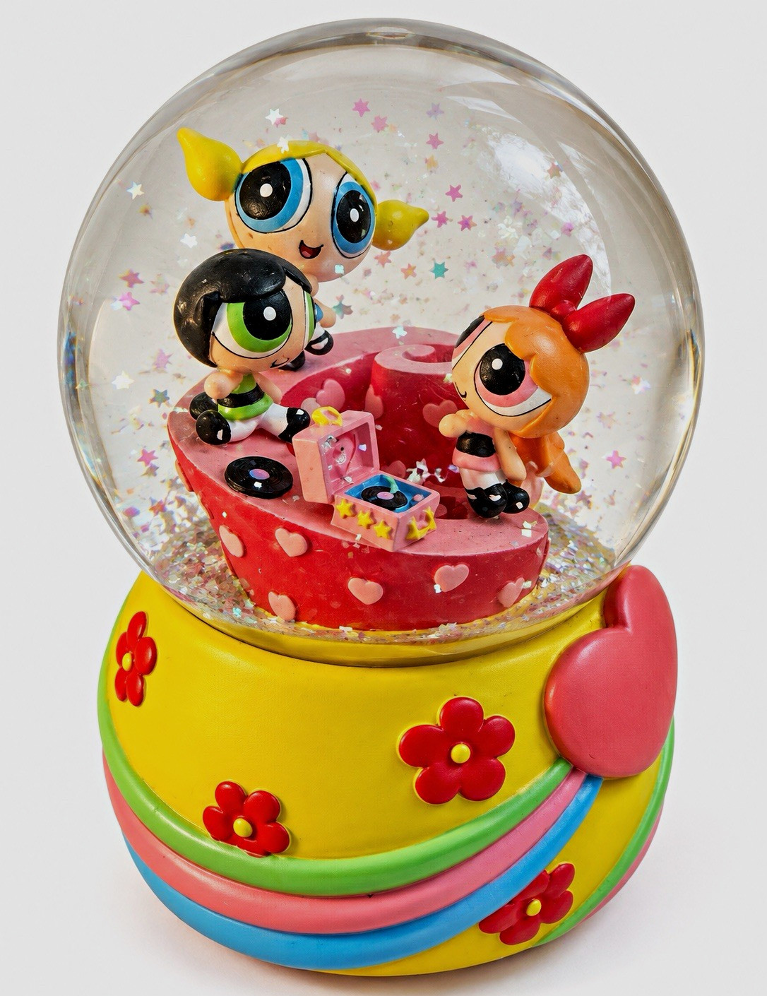 Vintage 2001 Powerpuff Girls Enesco Musical Snow Globe WORKING End Theme Song