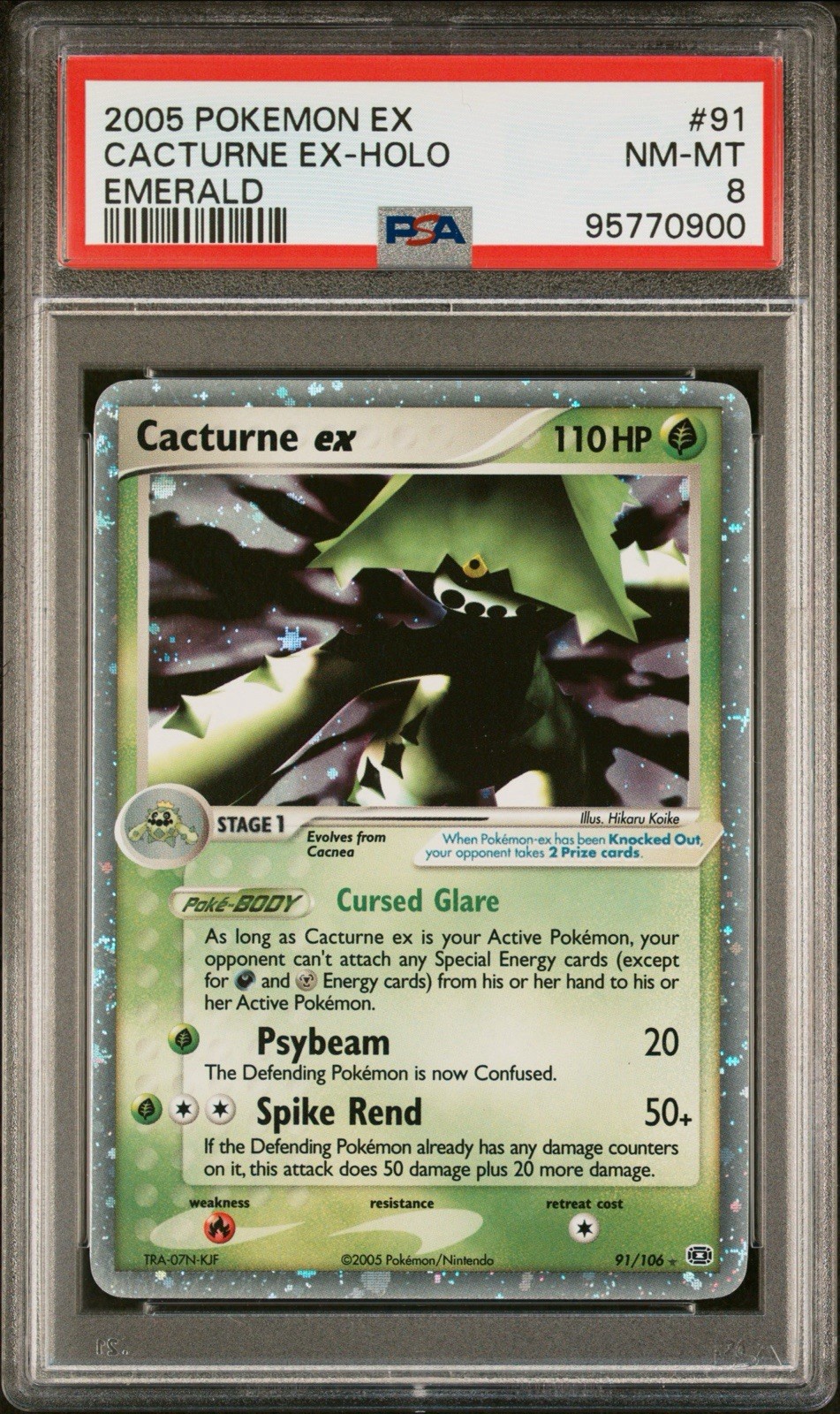 2005 POKEMON EX CACTURNE EX-HOLO EMERALD #91 PSA 8 2005 POKEMON EX CACTURNE EX-HOLO EMERALD #91 PSA 8