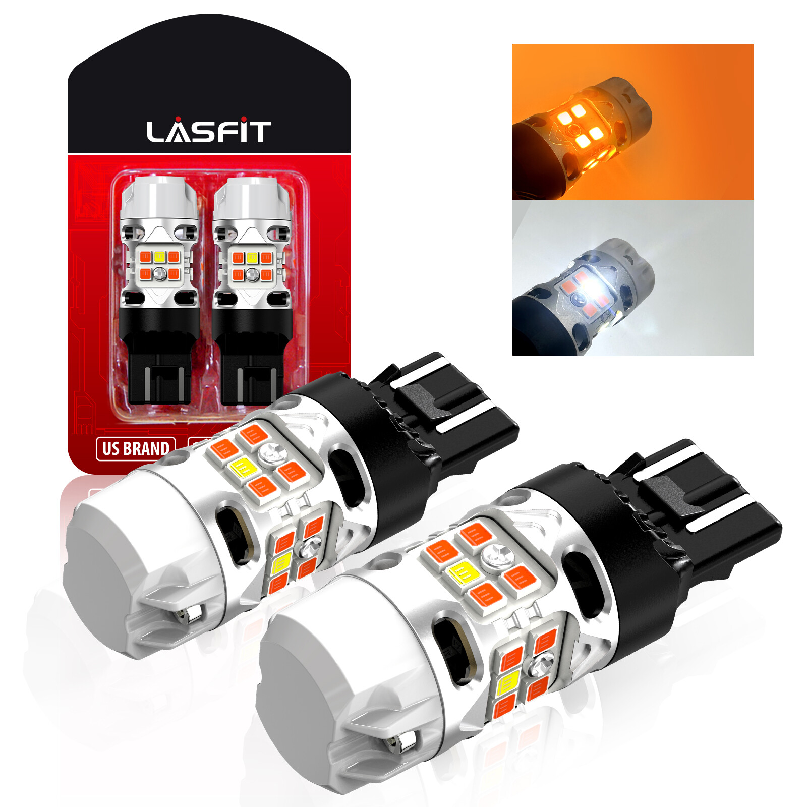 LED Turn Signal Parking/DRL Lights 7443 Switchback Amber White Anti Hyper Flash