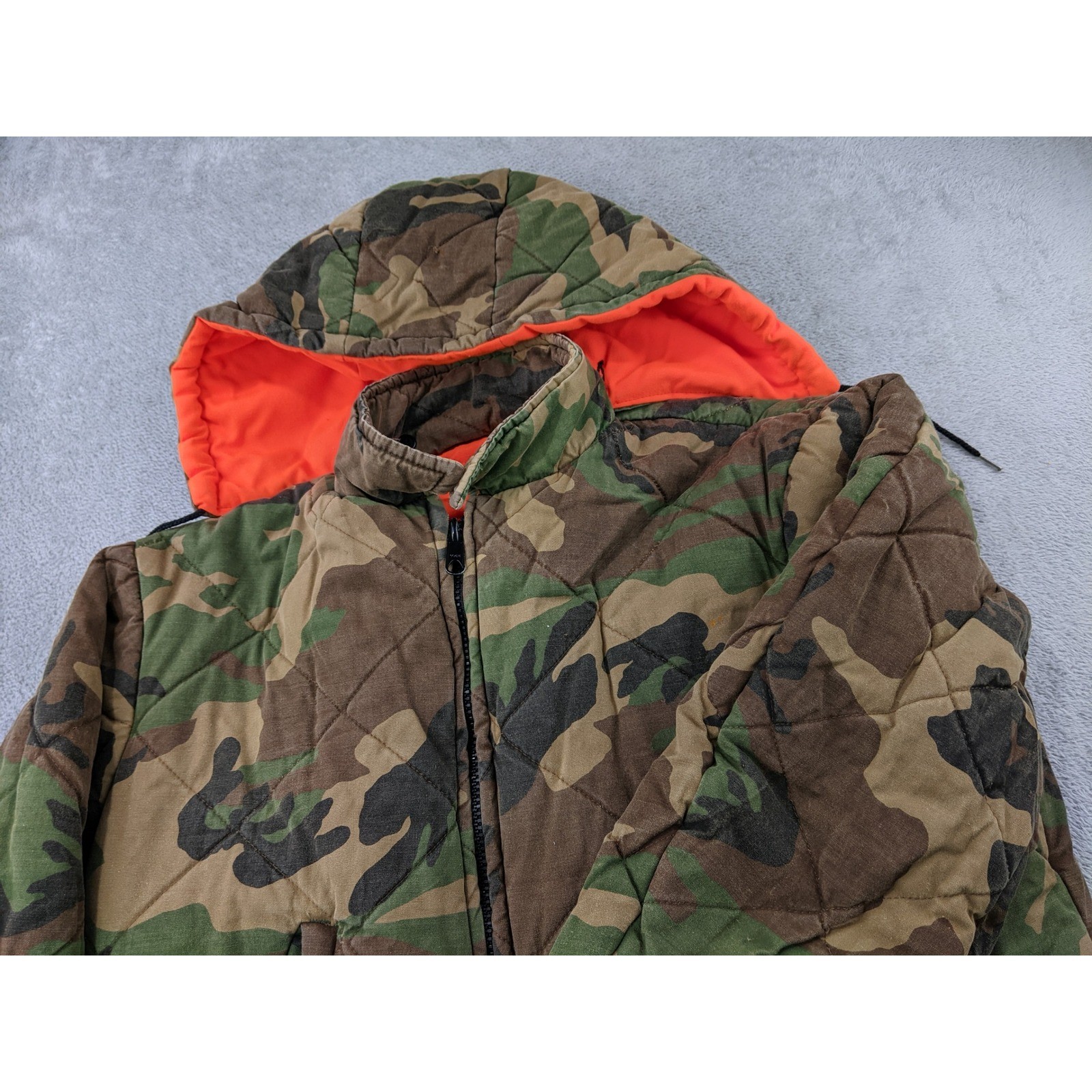 Vintage Johnson Garment Reversible Camo Orange Hunting Jacket Mens Large