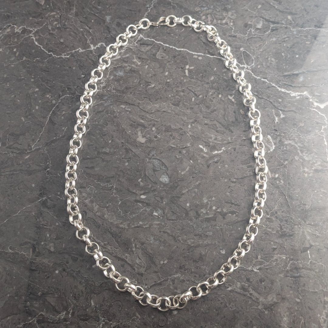 Vintage Sterling Silver 925 Round Link Chain Necklace 68.75g 52cm ACM Birmingham
