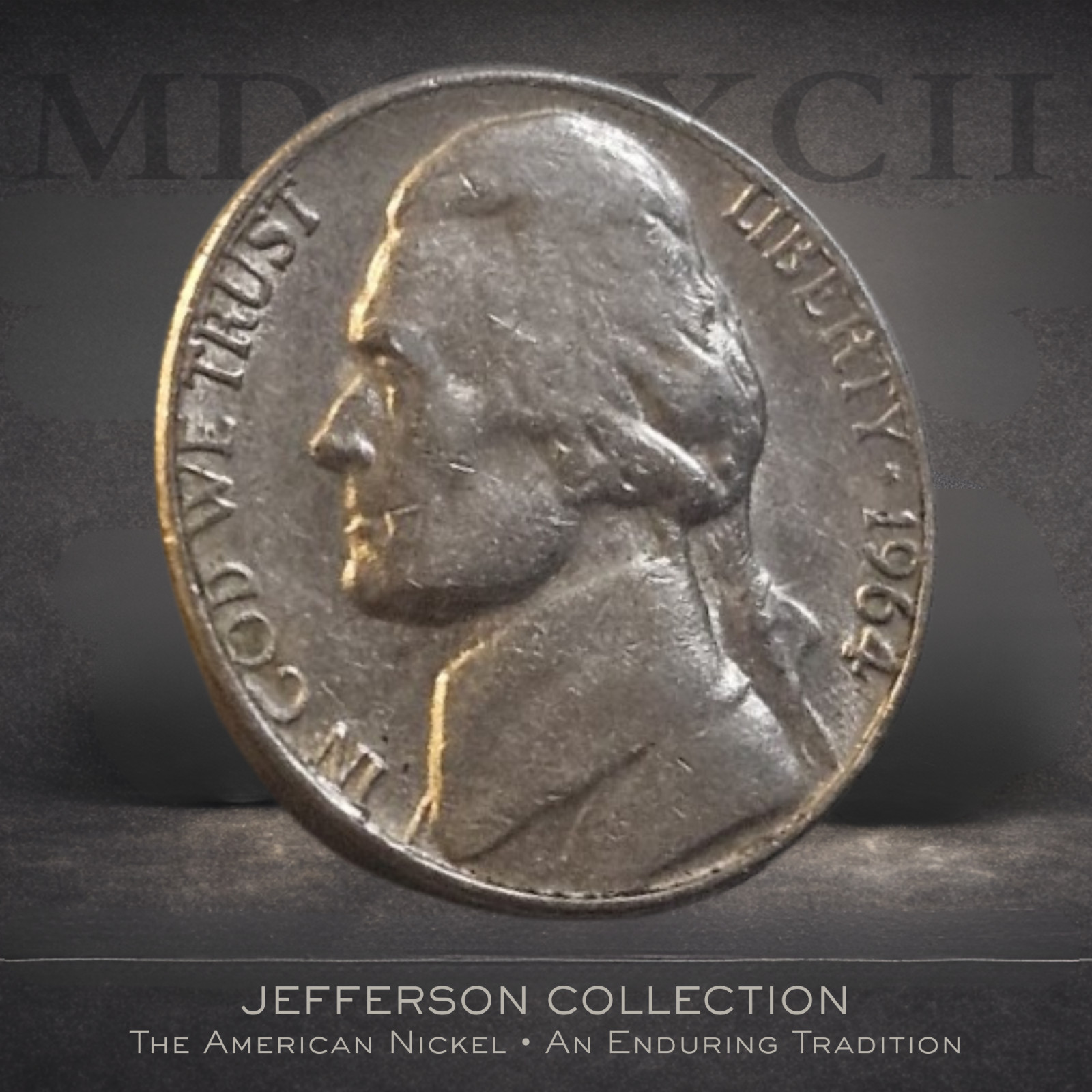 1964 D Jefferson Nickel •  VERY RARE - MINT MARK ON REVERSE - REVERSE OFF-CENTER