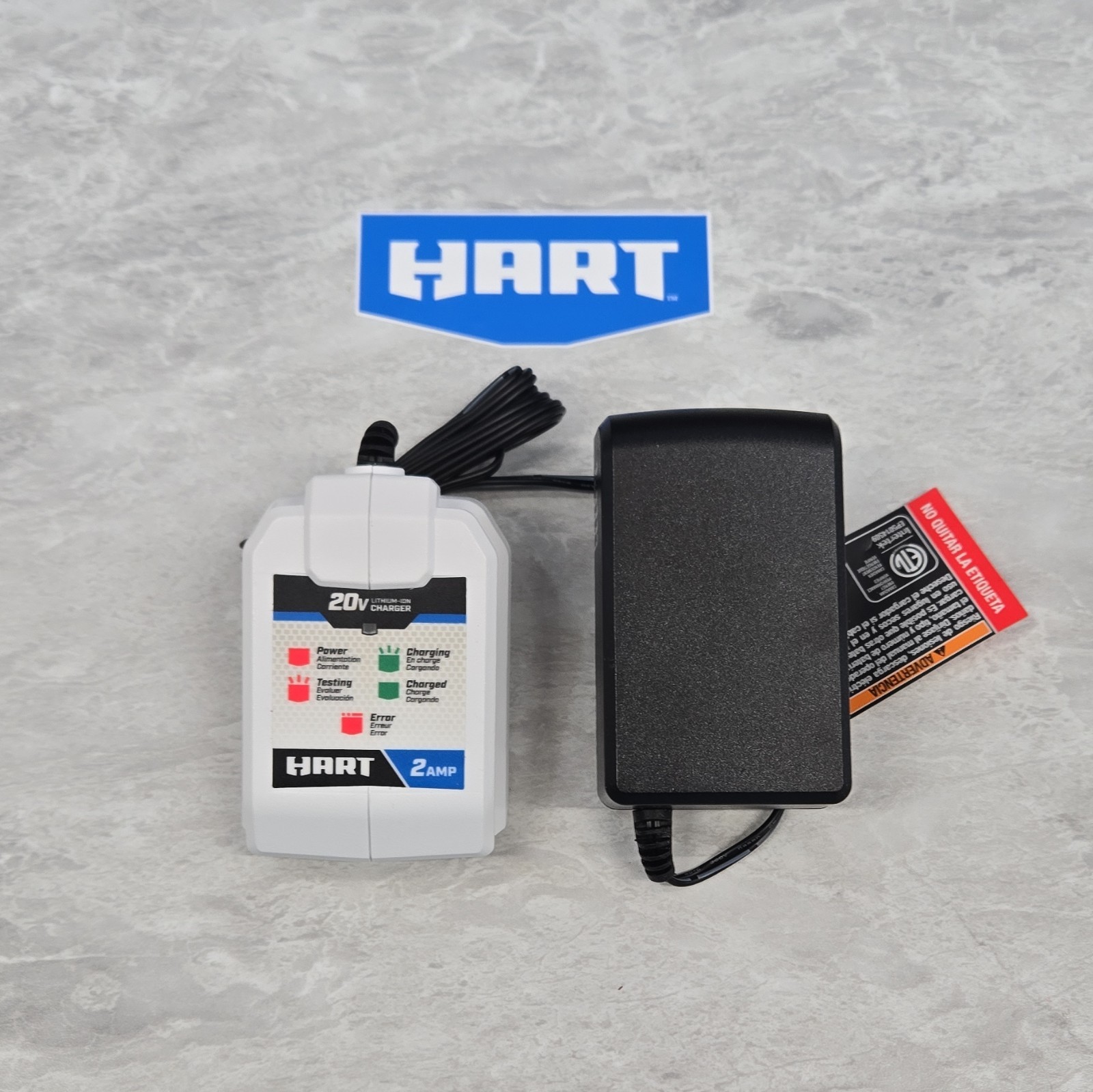 HART 20V - 2 amp Battery Charger, White, Charges 1 Battery, Power Adapter
