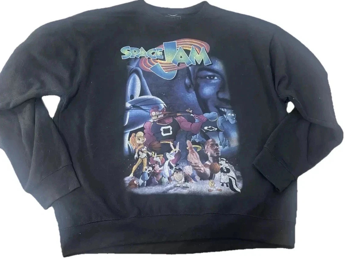 Vintage 1996 Space Jam Crewneck Sweatshirt XXL Black Michael Jordan Movie Promo