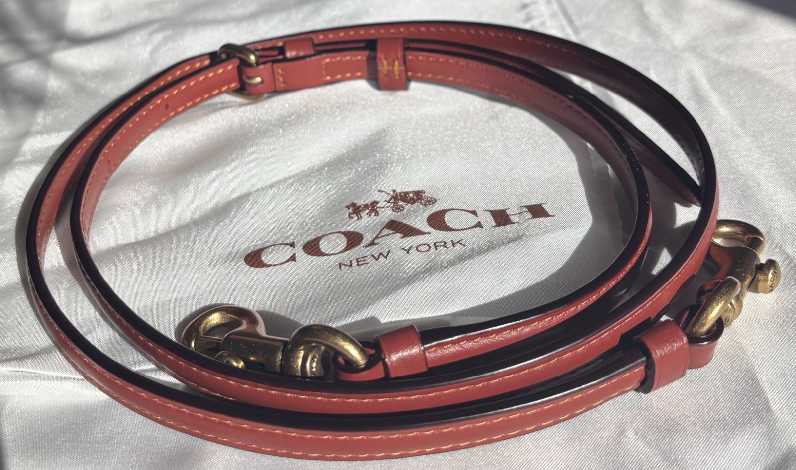 Coach Replacement Strap Brown w/ Gold Hardware narrow 7/16 -adjustable 38 to 45\