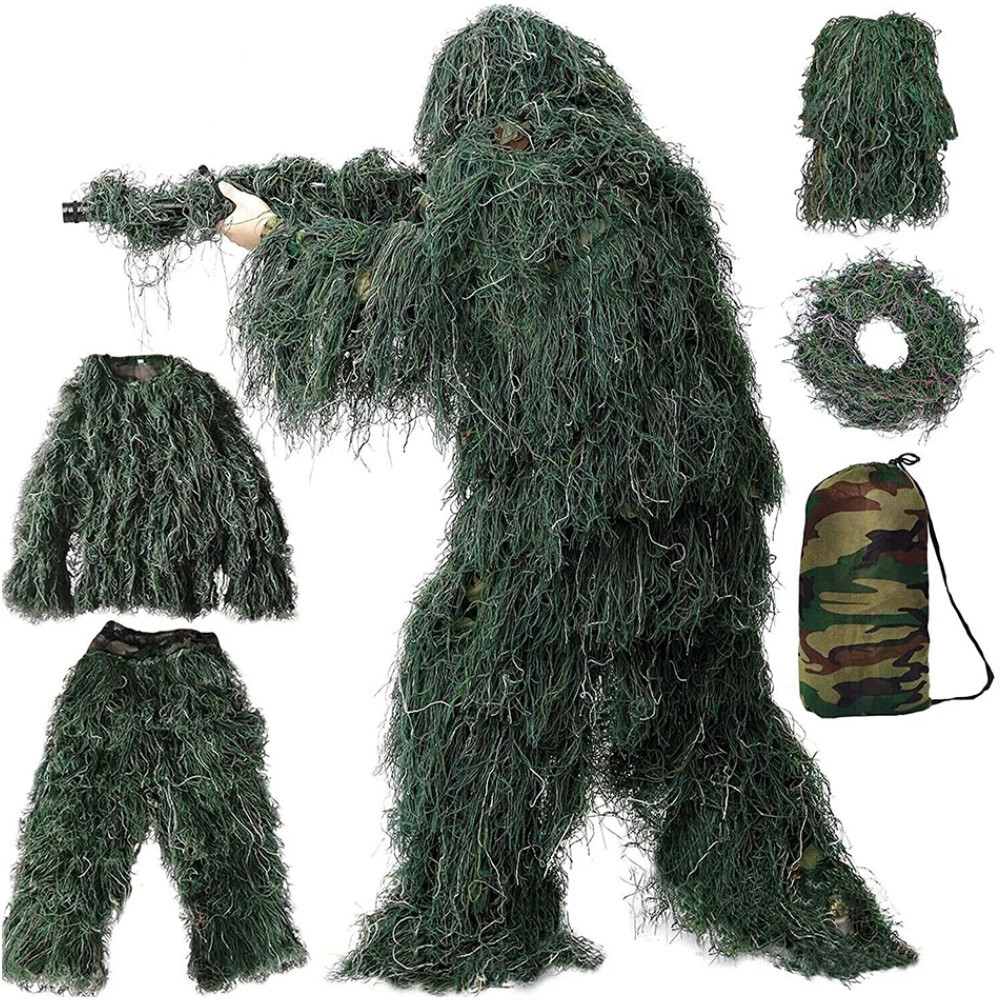 3D Military Woodland Camouflage Ghillie Suit Hunting Archery Sniper Clothing