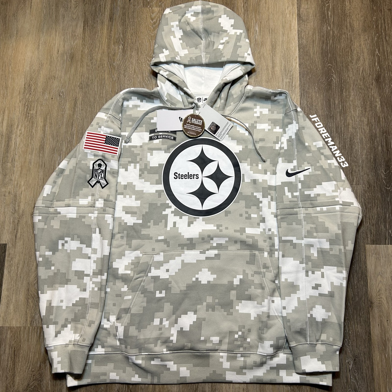 Authentic Nike Pittsburgh Steelers 2024 Salute to Service Hoodie Camo Pullover