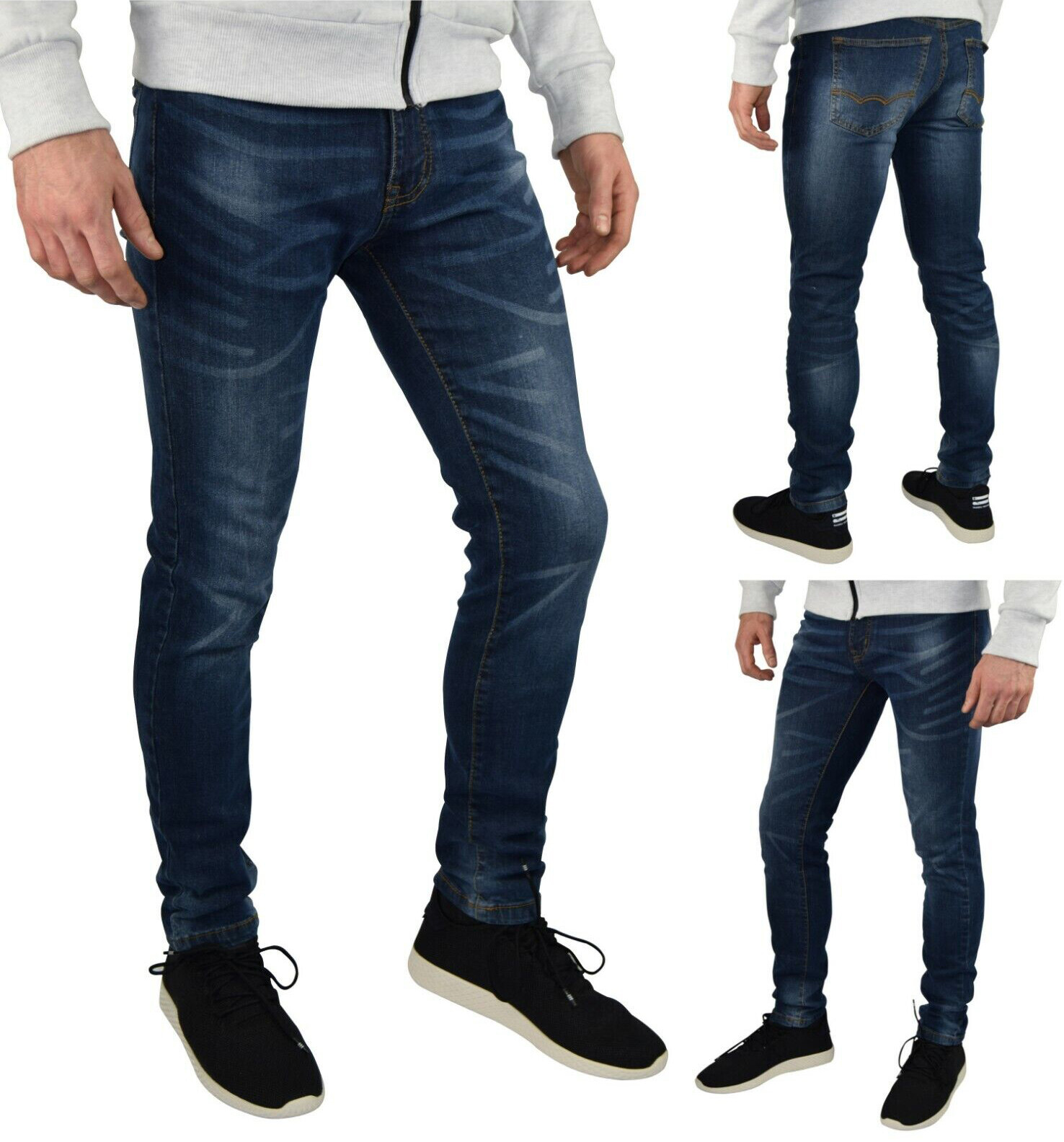 Mens Regular Fit Straight Jeans Comfy Fashionable Super Flex Denim Pants